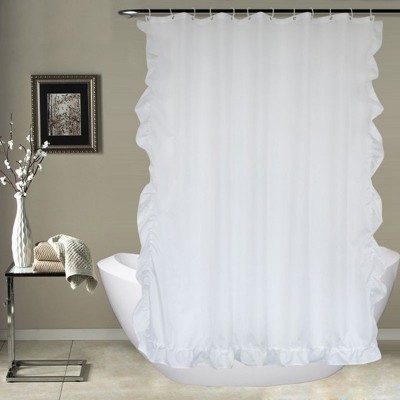 High Quality Easy Care White Lace Machine Washable Waterproof Heavy Hem Bathroom Decorations Shower Curtain Liners